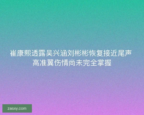 崔康熙透露吴兴涵刘彬彬恢复接近尾声 高准翼伤情尚未完全掌握